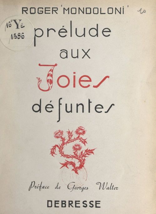 Couverture ebook de Prélude aux joies défuntes, de Roger Mondolini