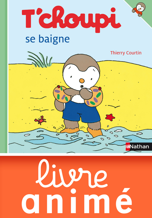 Couverture ebook de T'choupi se baigne, de Thierry Courtin