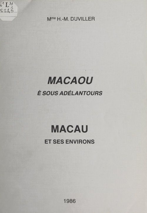 Couverture ebook de Macau et ses environs, de Henriette Marguerite Duviller