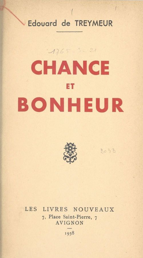 ebook cover of Chance et bonheur, by Edouard De Treymeur