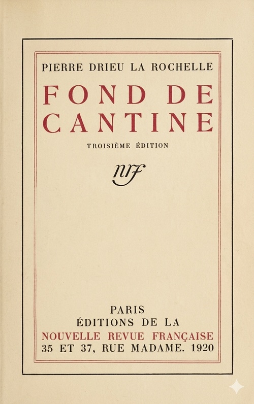 ebook cover of Fond de cantine, by Pierre Drieu la Rochelle