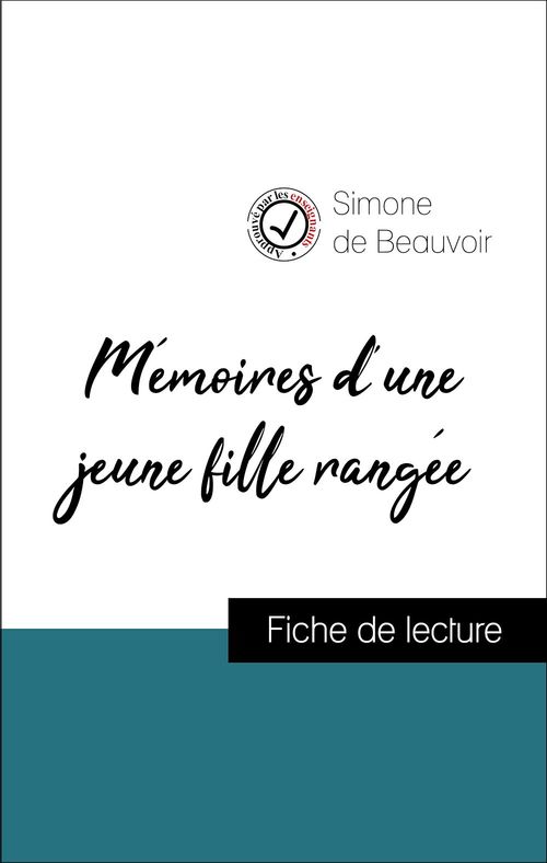 ebook cover of Mémoires d'une jeune fille rangée de Simone de Beauvoir (Fiche de lecture de référence), by Simone de Beauvoir