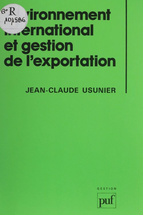 Couverture ebook de Environnement international et gestion de l'exportation, de