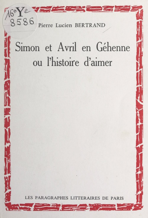 ebook cover of Simon et avril en Géhenne, by Pierre Lucien Bertrand
