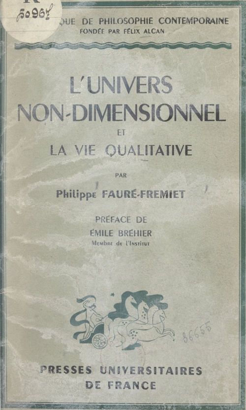 ebook cover of L'univers non-dimensionnel et la vie qualitative, by Philippe Faure-Fremiet