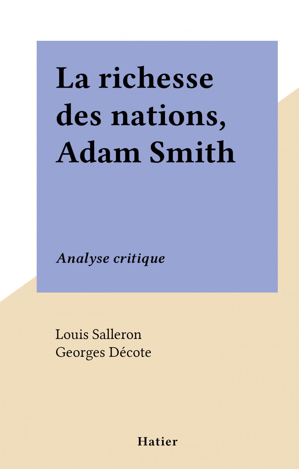 ebook cover of La richesse des nations, Adam Smith, by Louis Salleron
