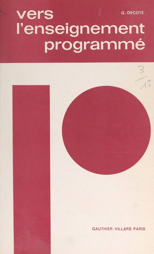 ebook cover of Vers l'enseignement programmé, by Georges Décote