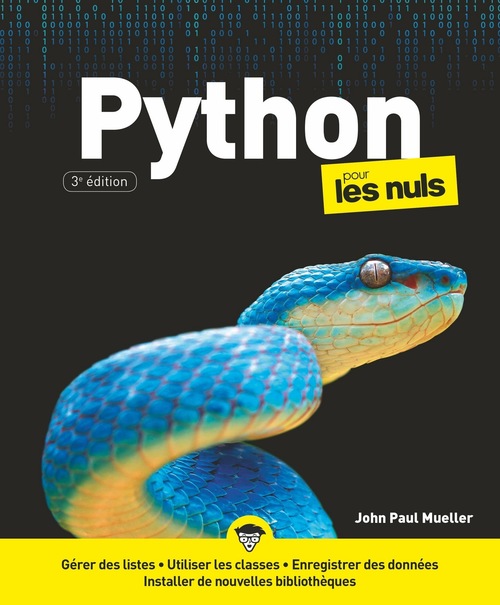 Couverture ebook de Python Pour les Nuls 3e ed, de John Paul Mueller