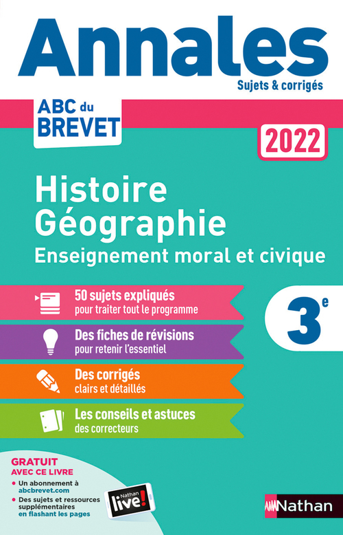 ebook cover of Annales ABC du Brevet 2022 - Histoire-Géographie-EMC 3e - Sujets et corrigés + fiches de révisions, by Laure Genet, Grégoire Pralon