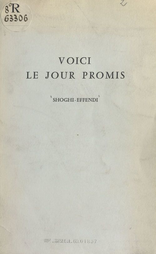 ebook cover of Voici le jour promis, by Shoghi-Effendi