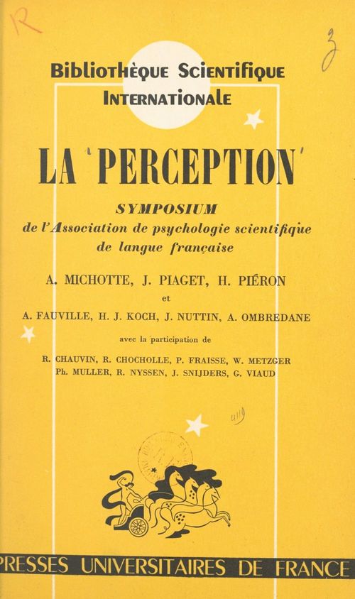 ebook cover of La perception, by Association De Psychologie Scientifique, Collectif