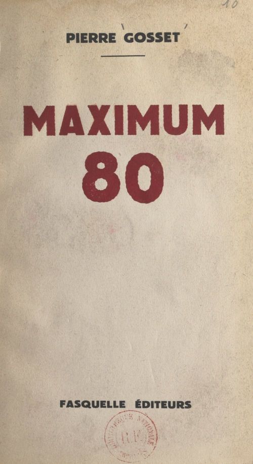 ebook cover of Maximum 80, by Pierre Gosset