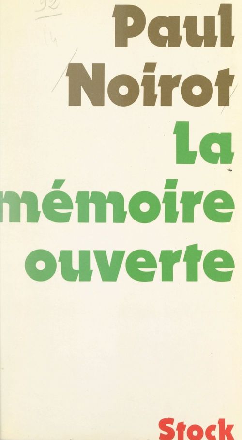 Couverture ebook de La mémoire ouverte, de Paul Noirot