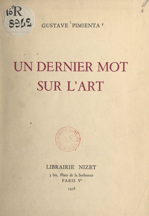 Couverture ebook de Un dernier mot sur l'art, de Gustave Pimienta