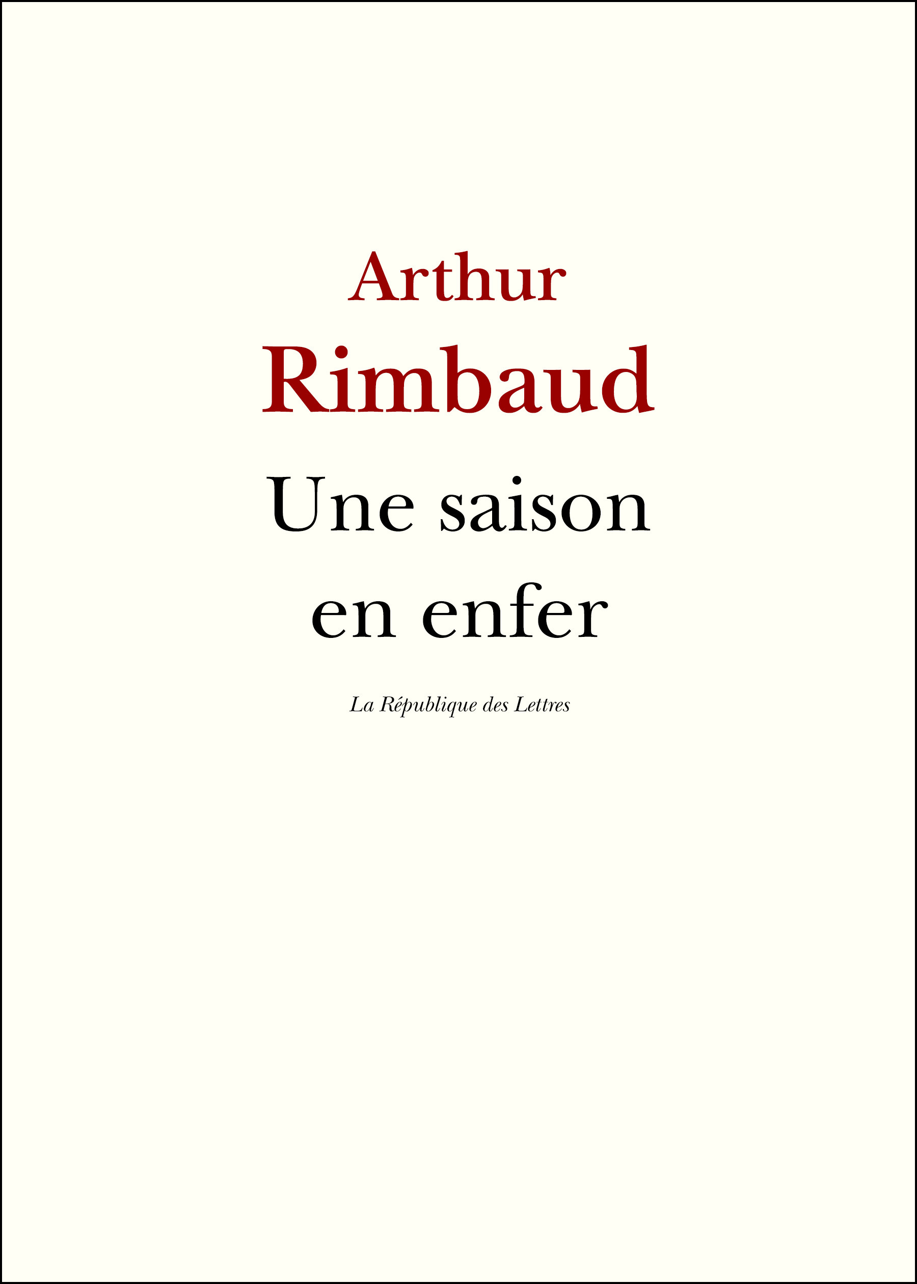 ebook cover of Une saison en enfer, by Arthur Rimbaud