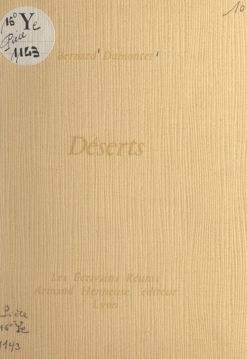 Couverture ebook de Déserts, de Bernard Dumontet
