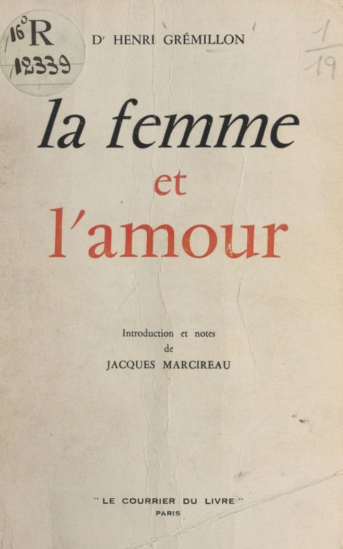 ebook cover of La femme et l'amour, by Henri Gremillon