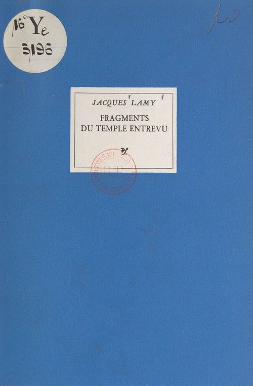 Couverture ebook de Fragments du temple entrevu, de Jacques Lamy