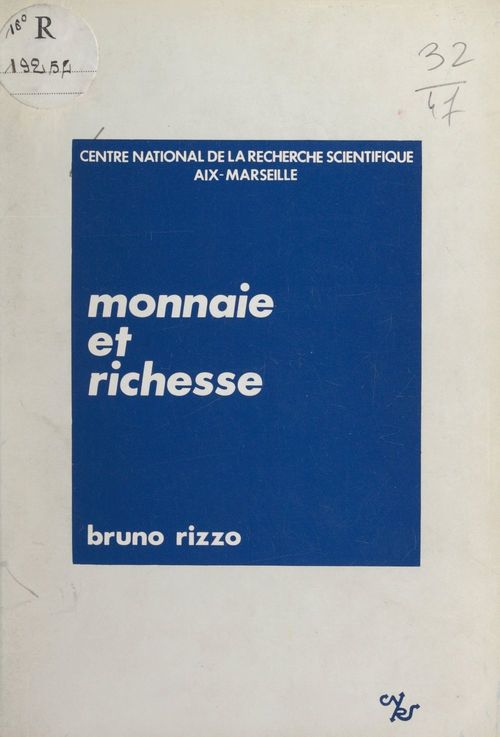 Couverture ebook de Monnaie et richesse, de Bruno Rizzo
