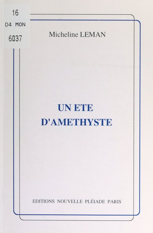 ebook cover of Un été d'améthyste, by Micheline Leman
