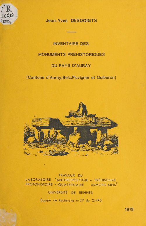 Couverture ebook de Inventaire des monuments préhistoriques du Pays d'Auray, de Jean-Yves Desdoigts