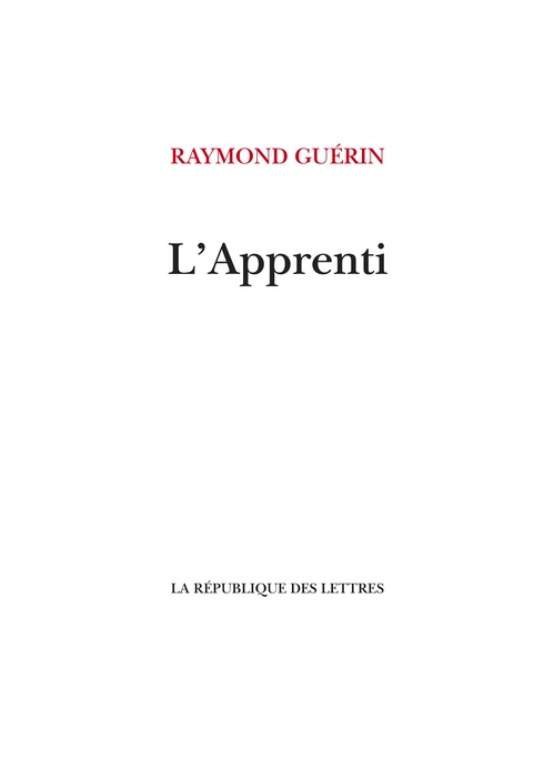 Couverture ebook de L'Apprenti, de Raymond Guérin