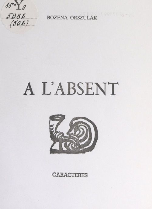 ebook cover of À l'absent, by Bozena Orszulak