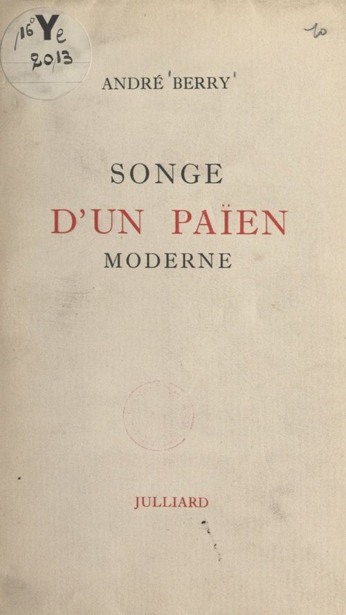 Couverture ebook de Songe d'un païen moderne, de Andre Berry