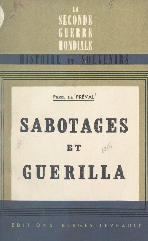 Couverture ebook de Sabotages et guérilla, de Pierre De Preval