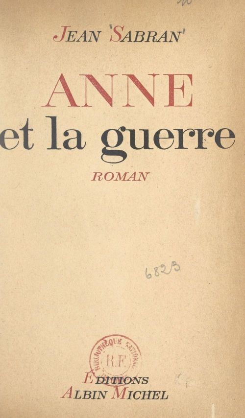 Couverture ebook de Anne et la guerre, de Jean Sabran