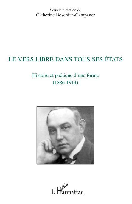 Couverture ebook de Le vers libre dans tous ses états, de Catherine Boschian-campaner