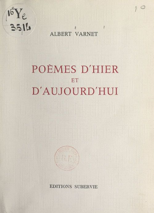 ebook cover of Poèmes d'hier et d'aujourd'hui, by Albert Varnet