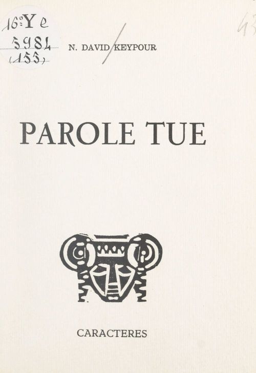 Couverture ebook de Parole tue, de N. David Keypour