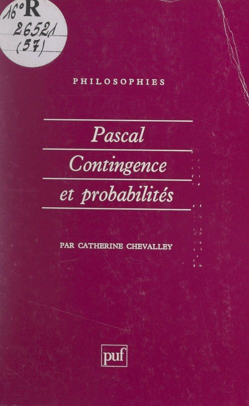 ebook cover of Pascal : contingence et probabilités, by Catherine Chevalley