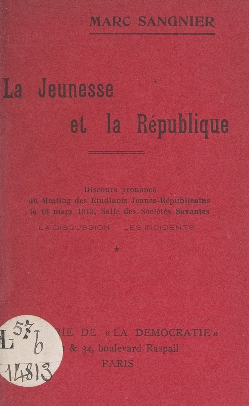 ebook cover of La jeunesse et la République, by Marc Sangnier