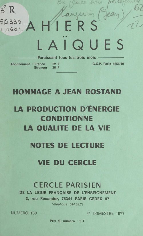 ebook cover of La production d'énergie conditionne la qualité de la vie, by Georges Cogniot, Jean Langevin