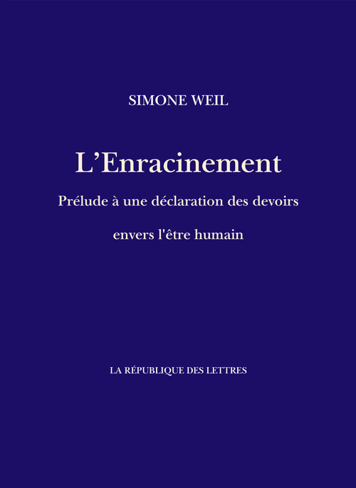 Couverture ebook de L'Enracinement, de Simone Weil