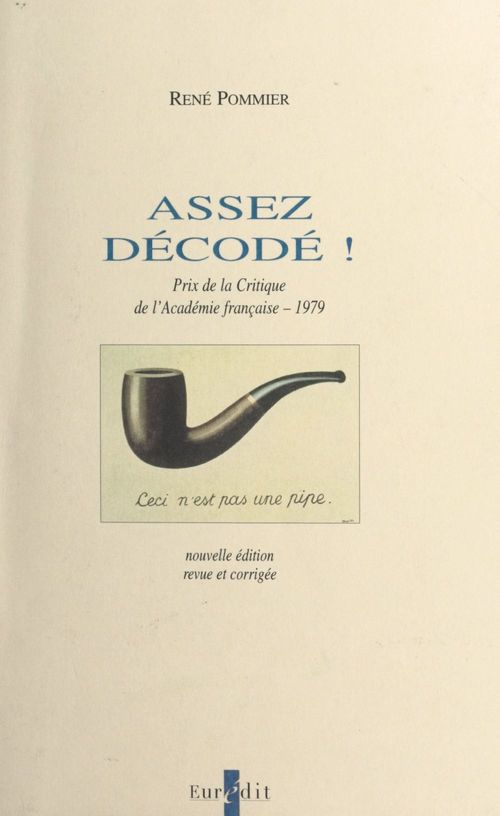 Couverture ebook de Assez décodé !, de René Pommier