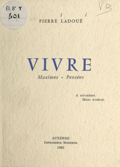 ebook cover of Vivre, by Pierre Ladoue