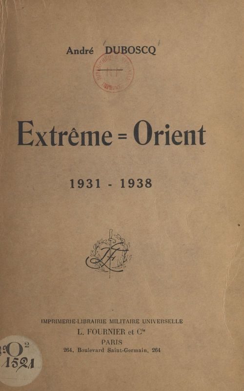 ebook cover of Extrême-Orient, 1931-1938, by Andre Duboscq