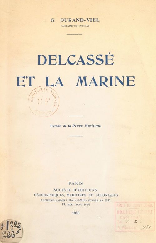 Couverture ebook de Delcassé et la Marine, de Georges Durand-Viel
