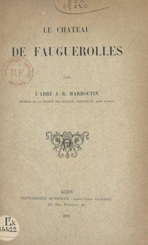ebook cover of Le château de Fauguerolles, by Jean-R. Marboutin