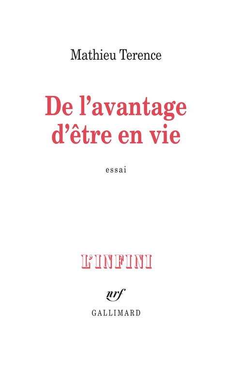 Couverture ebook de De l´avantage d´être en vie, de Mathieu Terence