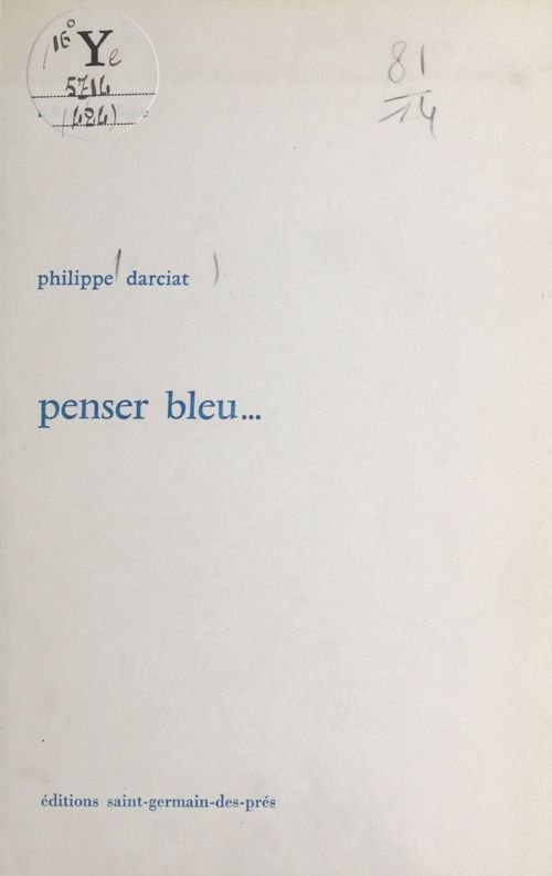 ebook cover of Penser bleu, by Philippe Darciat