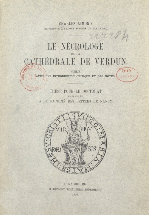 ebook cover of Le nécrologe de la cathédrale de Verdun, by Charles Aimond