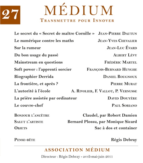 Couverture ebook de Médium n°27, avril-juin 2011, de Collectif