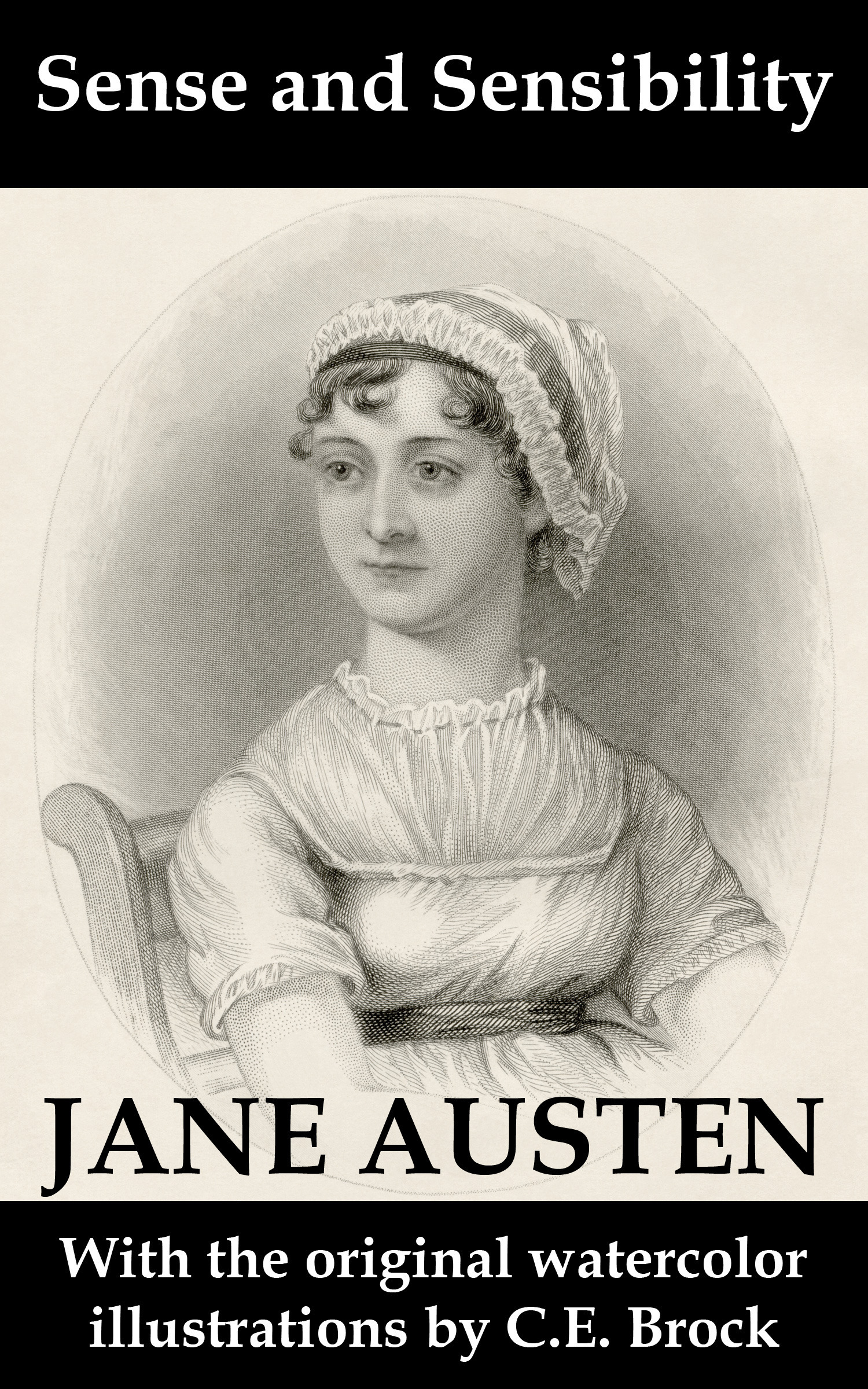 Couverture ebook de Sense and Sensibility (with the original watercolor illustrations by C.E. Brock), de Jane Austen
