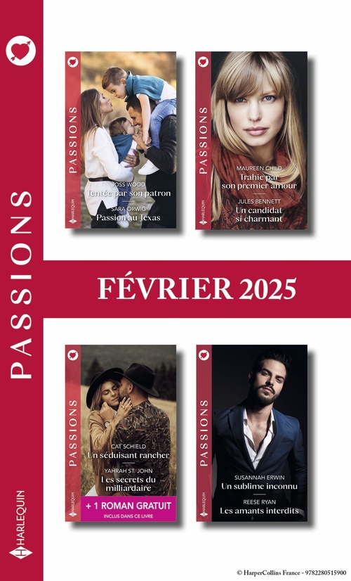 ebook cover of Pack mensuel Passions - 8 romans + 1 titre gratuit (Février 2025), by Collectif