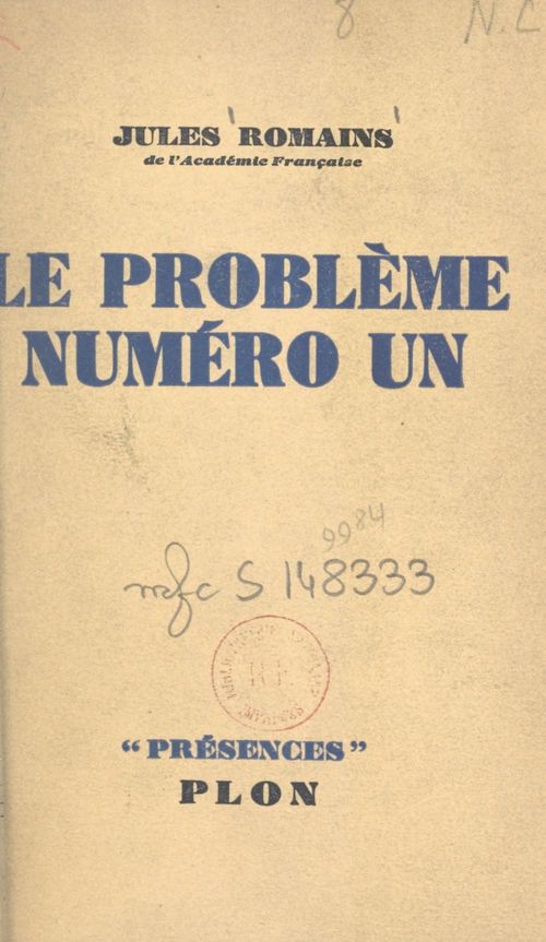 Couverture ebook de Le problème numéro un, de Jules Romains