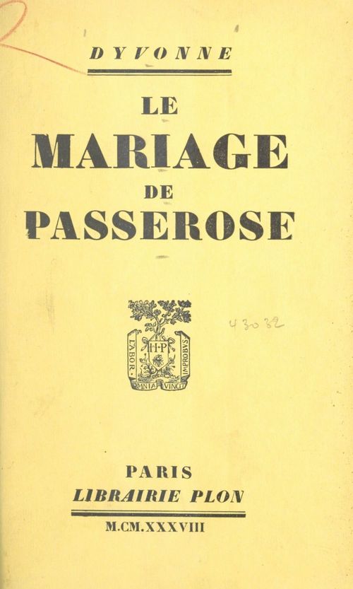 Couverture ebook de Le mariage de Passerose, de Dyvonne
